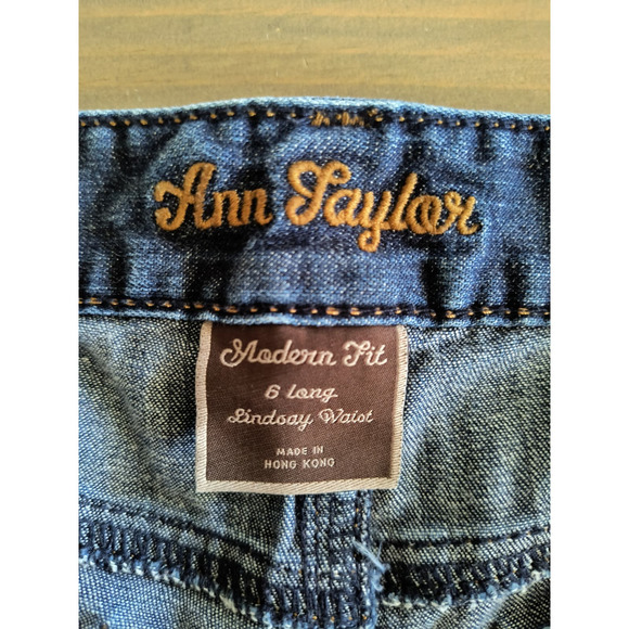Ann Taylor Jeans Women's 6 Long Modern Fit Lindsay Waist Dark Wash 5 Pocket Zip - Picture 2 of 13